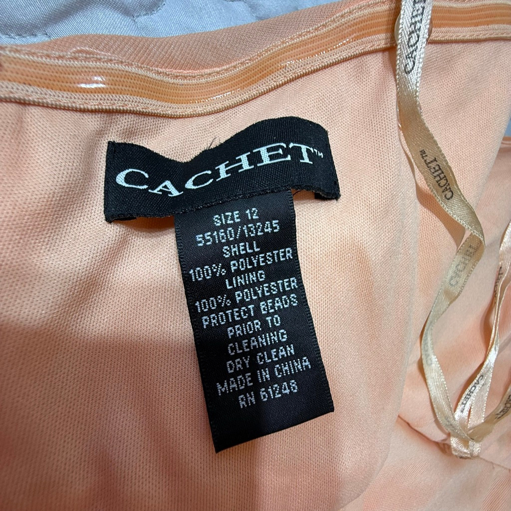 Cachet Peach Formal Beaded Strapless Dress Size 12 - Picture 9 of 10